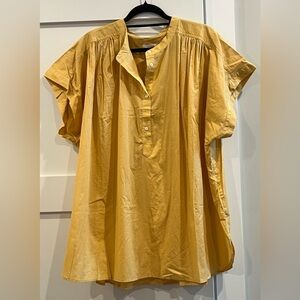 NWT Universal Thread Cotton Popover Short Sleeve Blouse in Yellow - Size 2X